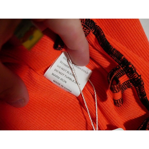 Do My Self Crop Top Trendy Design Orange Black Lace Front Woman Size Small - Picture 3 of 6